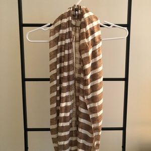 Brown/white stripe infinity scarf